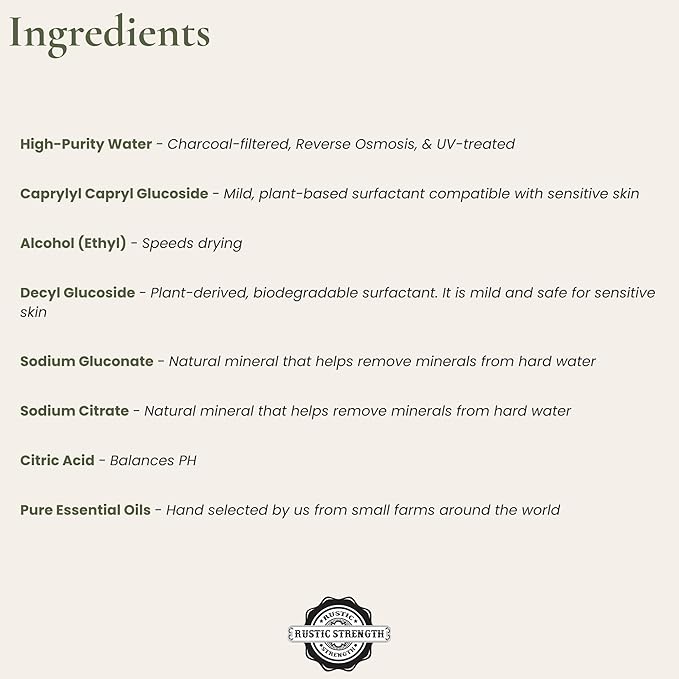 Rustic Strength Lots of Purpose Spray Cleaner, Bergamot & Cypress, Multi-Surface, pH Balanced, Non-Toxic, Biodegradable, 16 oz