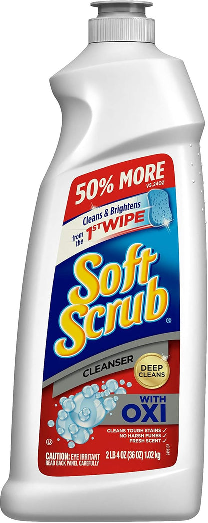 Soft Scrub Multi-Purpose Kitchen and Bathroom Cleanser with Oxi, 36 Ounce (Pack of 1)