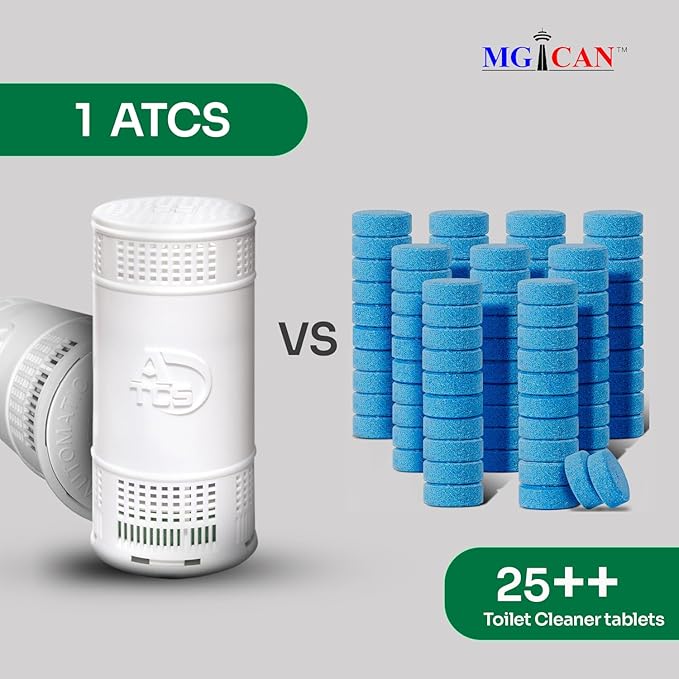 MGICAN Patented Automatic Toilet Bowl Cleaner System (ATCS) 1700+ Flushes - Non Toxic Toilet Bowl Cleaners for Hard Water Stains - UL-Certified Toilet Cleaner 1 Year Supply (3 Pack)