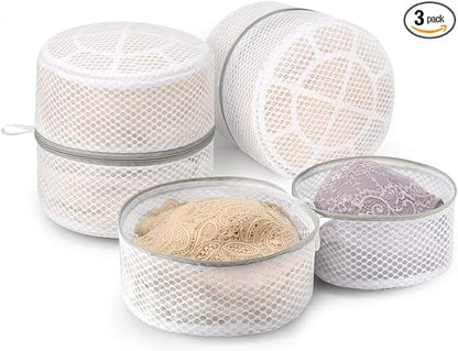 Muchfun 3Pcs Bra Wash Bags, Honeycomb Mesh Laundry Bags for Delicates, Lingerie, Intimates and Underwear 8 x 8 x 8 Inches