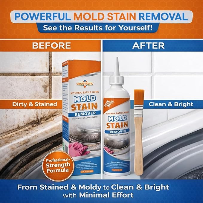 Mold Stain Remover Gel Cleaner Heavy Duty for Front Loader Washing Machine Seal, Bathroom Grout, Shower, Caulk
