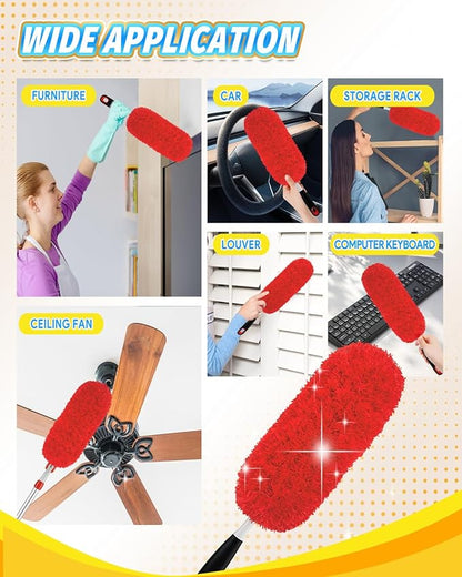 KEEPOW 4 Pack Microfiber Heavy Duty Reusable Duster Refills Compatible with OXO Duster, Microfiber Dusters for Cleaning Compatible with OXO Microfiber Duster for Ceiling(Handle is Not Included)