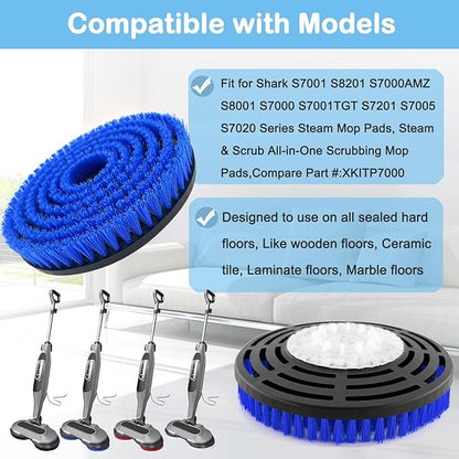 2 Pack S8201 Upgraded Replacement Steam Mop Brush Heads for Shark S8201 S8001 S7001 S7201 S7000 S7005 S7020 Steam Mop & Scrub All-in-One Scrubbing, Dirt Grip Scrub Washable Replacement Brush, Blue