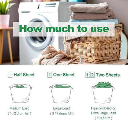 Laundry Detergent Sheet, Eco-Friendly & Hypoallergenic Wash Strips, Natural Ingredients, Ultra-Concentrated, Travel-Ready, No Plastic Jug- Fresh Scent, (240 Loads) 120 Sheets