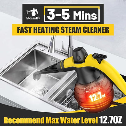 Pressurized Handheld Steam Cleaner with 10pcs Accessories & Safety Lock, Multi-Purpose & Powerful Home Use Steamer for Cleaning, Car, Bathroom, Shower, Upholstery, Grout, Window