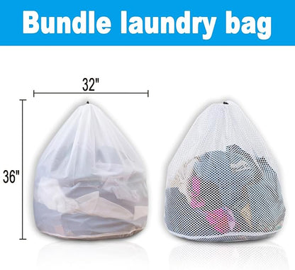 Extra Large Mesh Laundry Bags Washing Bag 2Pack Delicates Bag and Pull net style Laundry Bag Jumbo for Washing Machine Large Mesh Bags for Blankets, Bedding, Coats, Toys (2PCS-XXXL)