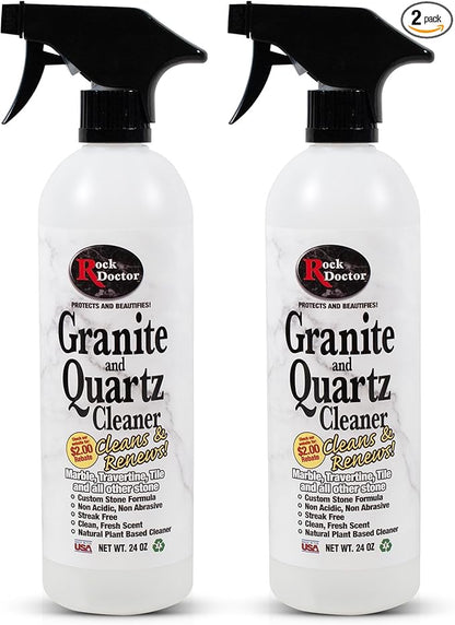 Rock Doctor Granite & Quartz Cleaner Spray 24 oz.Can, Cleans Tile, Marble, Kitchen Countertop, and Natural Stone Surfaces, Streak-Free Shine Pack of 2