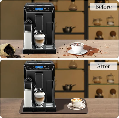 Bloss Coffee Mat, Bar Mat, Hide Stain Absorbent Drying Mat with Waterproof Rubber Back, Fit Under Coffee Maker Machine Pot Espresso Machine(12.2"x19.7", Brown)