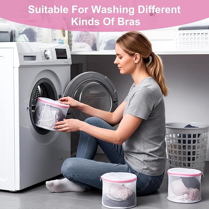 12PCS Honeycomb Mesh Laundry Bags, Bra Washing Bag for Laundry with Zips Reuse Washing Machine Bag for Delicates Blouse for Cleaning and Drying Underwear, Delicates, Brassiere, Bralette (6 x 7In Pink)