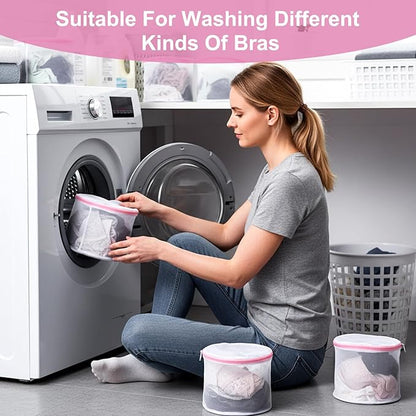 12PCS Honeycomb Mesh Laundry Bags, Bra Washing Bag for Laundry with Zips Reuse Washing Machine Bag for Delicates Blouse for Cleaning and Drying Underwear, Delicates, Brassiere, Bralette (6 x 7In Pink)