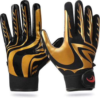 Youth Football Gloves Kids Silicone Grip Receiver Gloves with Super Stick Ability for Best Game Experience