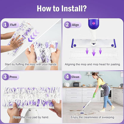40 Pack Disposable Refill Pads for Power Mop™ Multi-Surface and for PowerMop™ Wood Mop, Repalcement Spray Mopping Pads for All Safe Floors