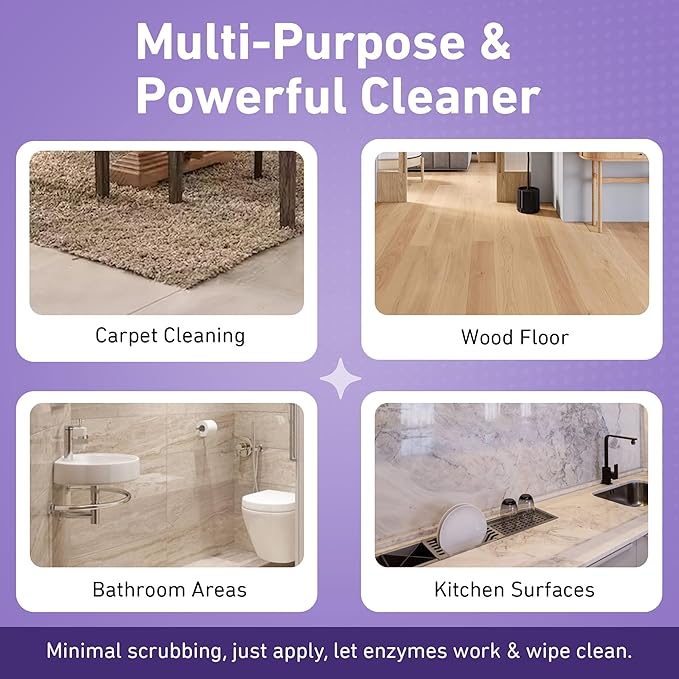 Creative Scents Multipurpose Enzyme Cleaner & Odor Remover | Deodorizer for Floor, Carpet, Drain, Pipes | Pet Urine Odor Eliminator | Cleaner for Cat Urine & Dog Poop | Half Gallon - Calming Lavender