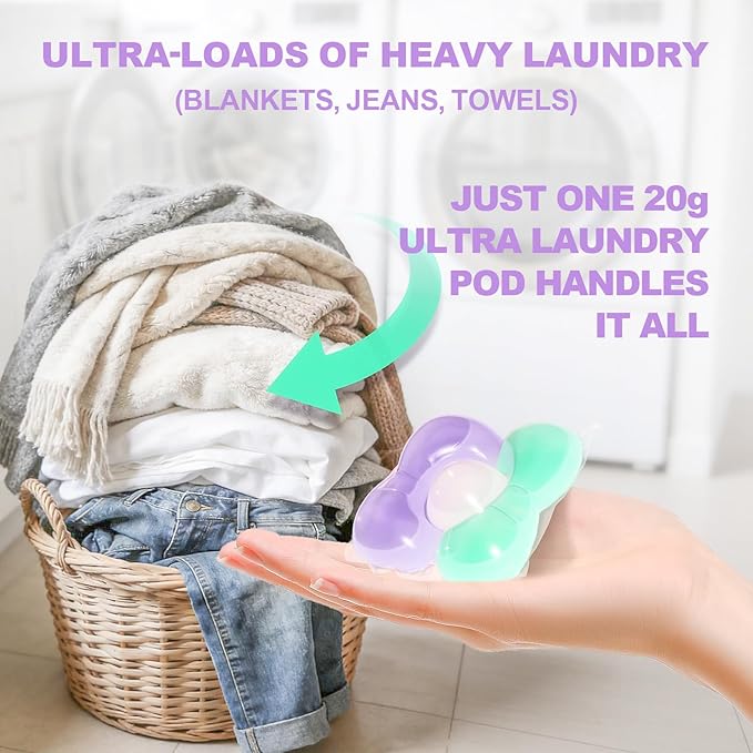 80-Count Laundry Detergent Pods, 5-in-1 Powerful Clean, Stain Remover, Color Protector, Fabric Care, Deep Intensive Clean, HE Compatible