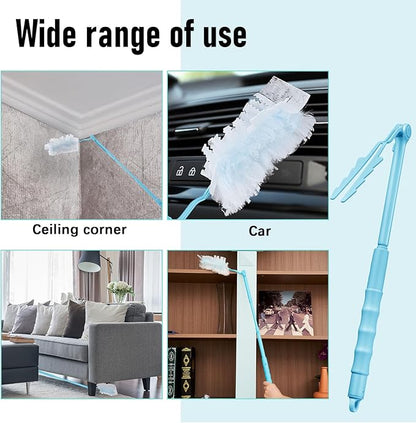 Colingmill 4 Pcs 3 ft Replacement Handles Compatible with Duster Refills, Extendable Long Extended Handle Only, Adjustable Length for Ceiling Fans, Blinds, Shelves, Windows (Sky Blue)