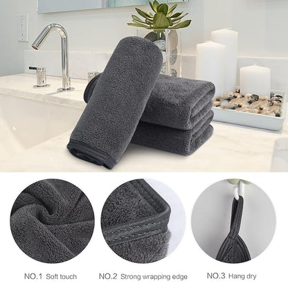SINLAND Absorbent Coral Velvet Washcloth Ultra Soft Microfiber Face Towels 12 x 12 inch Multi-Purpose Face Cloths for Household and Sport