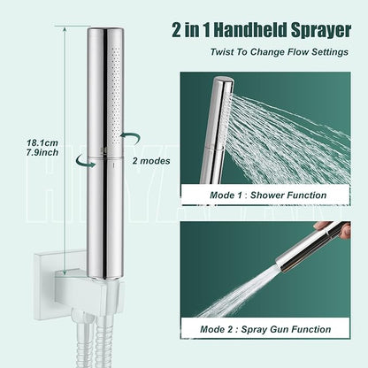 Heyalan Hand Held Shower Wand, High Pressure Handheld Head with Strong Flow, Luxury Spray for Bathroom,Dual Function,Polished Chrome
