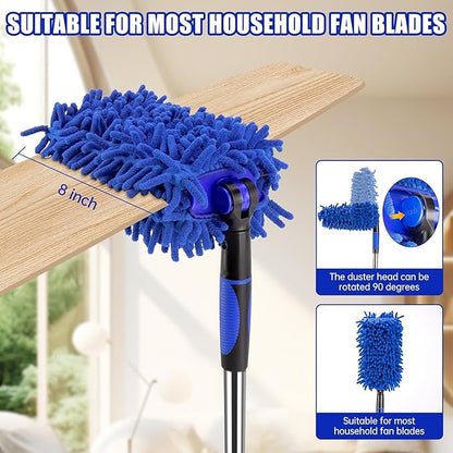 CALBEAU Ceiling Fan Cleaner Duster with 80" Extension Pole, Flexible and Washable Chenille Fan Duster for High Ceiling Fan Blades Light Fixtures Furnitures