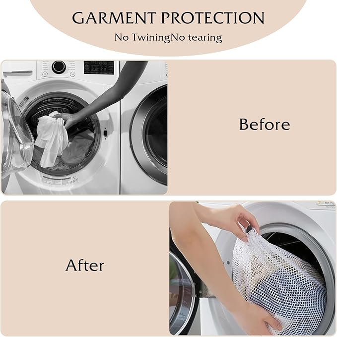 Gjinxi Mesh Laundry Bags, Laundry Bag for Delicates with Drawstring Closure Mesh Wash Bags for Lingerie Delicates Bra Underwear Pants Shoes Socks(2Pcs, M+S)