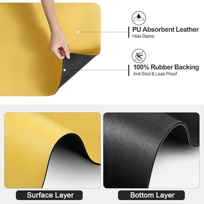 Ecotrim - Dish Drying Mat for Kitchen Counter | Coffee Bar Mat for Countertops | Heat Resistant Drainer Mat with Non-slip Rubber Backed | Hide Stain Kitchen Absorbent Draining Mat | Yellow 16"x20"