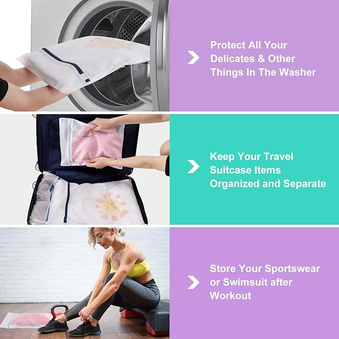 9Pcs Mesh Laundry Bag for Delicates, Lingerie Bags for Laundry - (1 Large & 4 Medium & 2 Small & 2 Bra Bags) for Garment, Underwear, Sock, Baby Clothes, Sweater, Travel, Washing Machine
