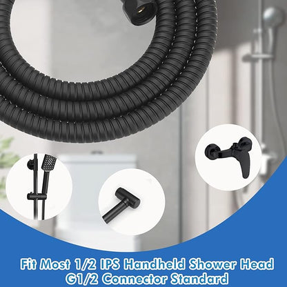 RUMOSE 79 inches Shower Hose Shower Head Extension Hose Extra Long Stainless Steel Shower Tube Attachment Flexible Handheld Shower Sprayer Hose, Matte Black