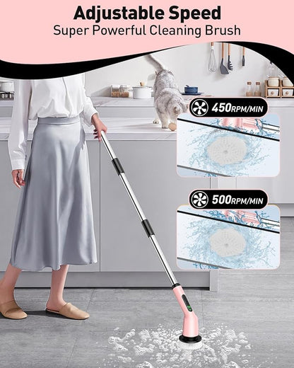 Electric Spin Scrubber for Cleaning Bathroom, Shower Scrubber Cordless Scrub Brush with IPX7 Waterproof & 2 Speed