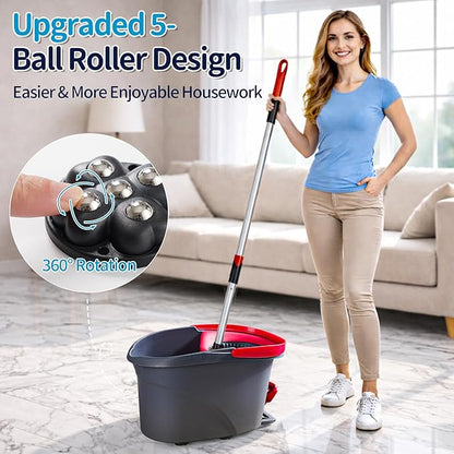 4 PCS Caster Wheels 360° Rollers Compatible with Ocedar Bucket,Self Adhesive Rollers for Mop Bucket,Kitchen Small Appliances,Trash Can,Black Color