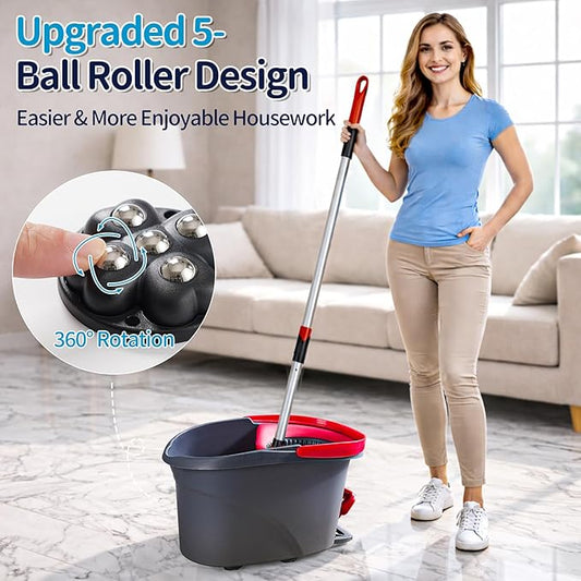 4 PCS Caster Wheels 360° Rollers Compatible with Ocedar Bucket,Self Adhesive Rollers for Mop Bucket,Kitchen Small Appliances,Trash Can,Black Color