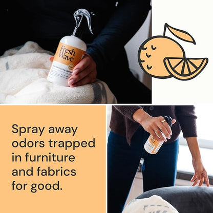 Fresh Wave Orange Scent Odor Removing Spray, 8 fl. oz. | Pack of 2 | Odor Absorber for Home, Furniture, Fabrics & Trash | Safer Odor Relief
