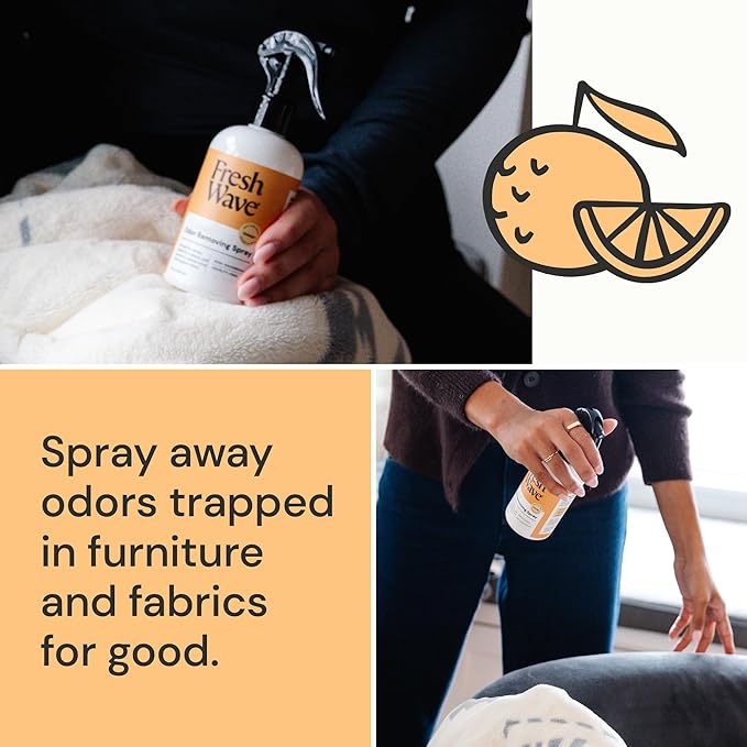 Fresh Wave Orange Scent Odor Removing Spray, 8 fl. oz. | Odor Absorber for Home, Furniture, Fabrics & Trash | Safer Odor Relief