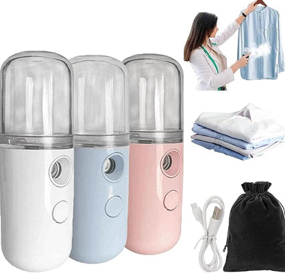 Easy Care Sunshine 15s Heat up Mini Travel Steamer, Easycare Sunshine Mini Travel Atomizer, Mini Handheld Garment Steamer, Fabric Steam Iron for Home and Travel (White+Pink+Blue)
