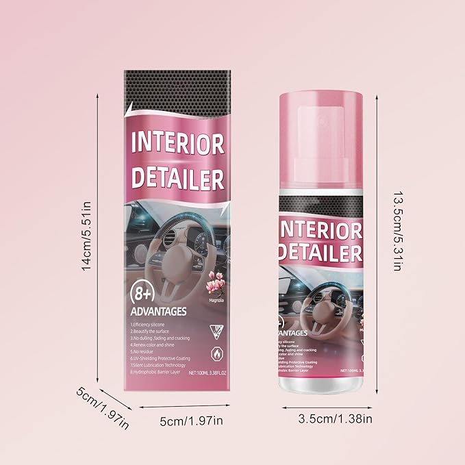2PCS Polishing Cleaner Car Interior, 2026 Car Interior Cleaner Spray, 100ml Multi-Surface Car Interior Detailing Cleaner Suitable for Cleaning Rubber, Plastic, and Leather Surfaces Inside Vehicles