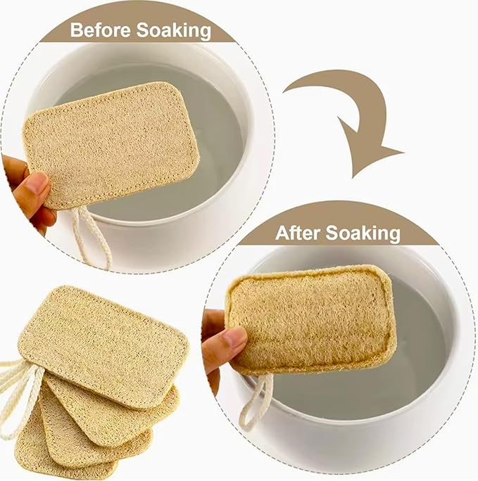8 Pcs Natural Loofah Dishwashing Sponge Loofah Dish Towel Sponges with Hanging Loop for Kitchen Cleaning Dishes Natural Dish Scrubber