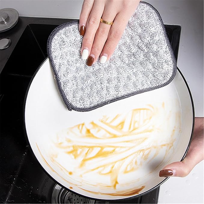Multipurpose Wire Dishwashing Rags for Wet and Dry, Reusable Wire Miracle Cleaning Cloths, Round Wire Washing Cloth, Non Scratch Wire Dishcloth for Kitchen, Sinks, Pots, Pans (10PCS)