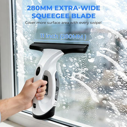 Window Vacuum Squeegee Cordless Electric Window Cleaner Tool 11 inches Window Cleaning Kit Shower Squeegee for Shower Doors, Mirrors, Car Windshields and Tiles