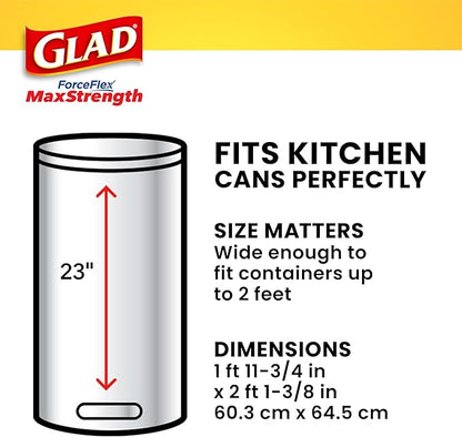 Glad ForceFlex MaxStrength Kitchen Trash Bags, 13 Gal, Fresh Clean Febreze, 34 Ct (Package May Vary) (Pack of 2)