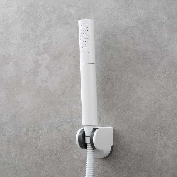 Tecmolog White Shower Bracket Wall Mount Plastic Shower Head Holder for Hand Held, ST01W