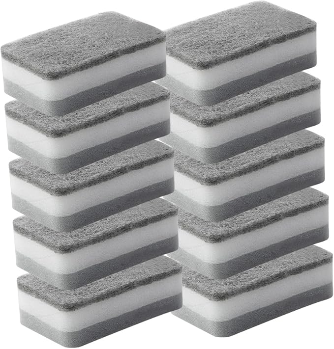 Housoutil 10 Pack Kitchen Dish Sponges 4.33X2.75X1.37 Inches - Multi-Purpose Water Absorbing Scrubbing Sponges for Dishwashing Pots Sinks and Kitchen Cleaning