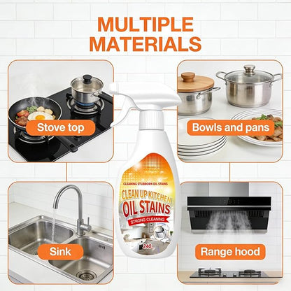 New Upgrade Kitchen Cleaner, Clean Up Kitchen Oil Stains Spray,Multi-Purpose Oils Stain Cleaner, Cleaning Spray For Home Kitchen(240ml/8.45oz)
