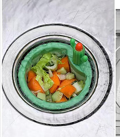 2 Pcs 3 Inch Diameter Kitchen Washbasin Sink Drain, Green Cactus Design Food Residue Collector Open with Just One Press(Green)