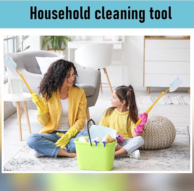 Colingmill 4 Pcs 3 ft Replacement Handles Compatible with Duster Refills, Extendable Long Extended Handle Only, Adjustable Length for Ceiling Fans, Blinds, Shelves, Windows (Yellow)