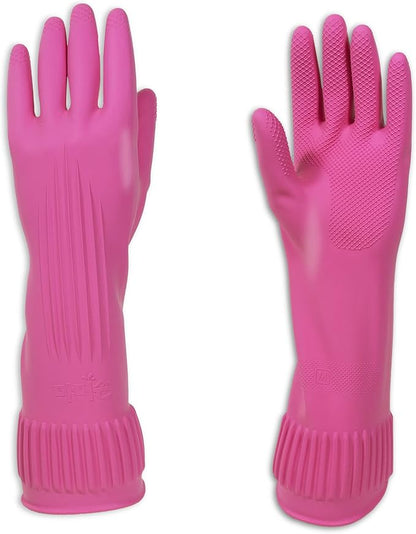Kitchenware Mamison Quality Rubber Gloves Pink Size M, Waterproof Rubber Gloves 1 Pairs, Korean Home and Improvement Brand