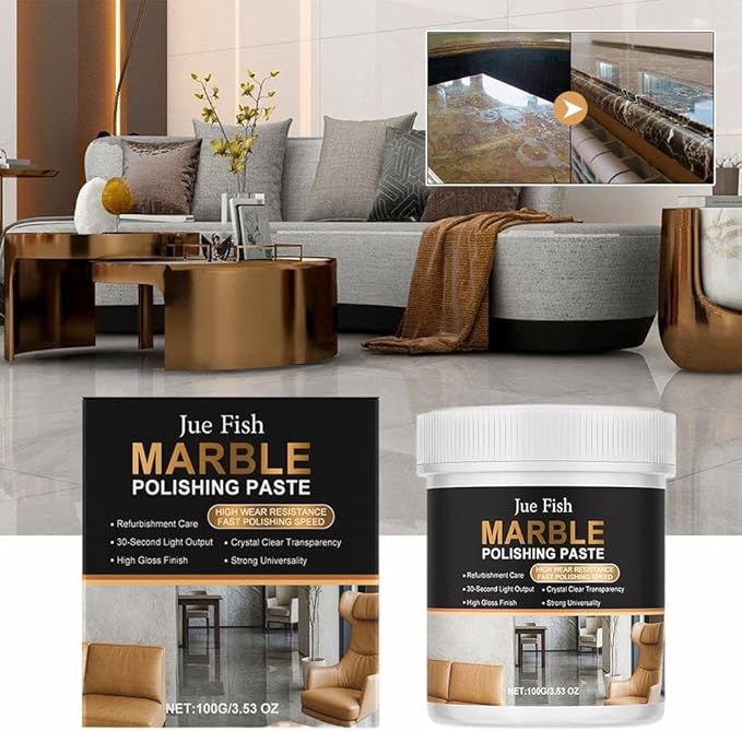 Marble Polishing Paste, Professional Granite & Quartz Cleaner & Sealer for Countertops, Floors, and Walls - Stone Protector with Water Stain & Fingerprint Resistance, 100g ﻿