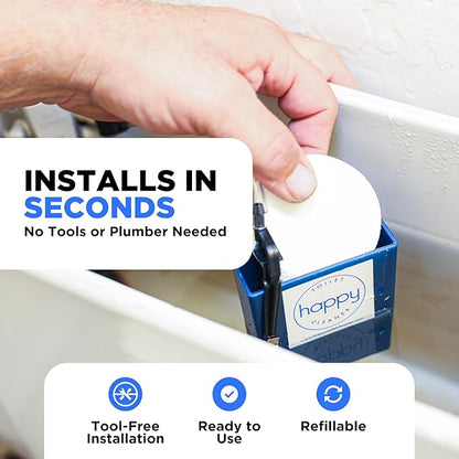 Happy Toilet Cleaner Automatic Toilet Bowl Cleaner 2 Pack - Easy to Install Toilet Tablet Holder - Self-Cleaning Toilet System, Deep Clean with Every Flush - Made in the USA