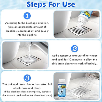 Pipeline Dredging Agent, 110g Drain Cleaner,Powerful Pipe Unclogger, Bathroom Sinks, Kitchen Sinks, Shower Pipes