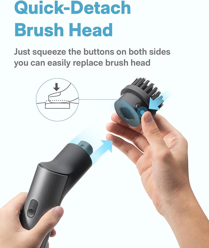 Hoto 1 Pcs Replacement Brush Heads for Electric Spin Scrubber, Power Cleaning Brush Cordless Dome Brush, Suitable for HOTO Electric Scrubber Only, Brush Accessories for Bathroom Shower Kitchen Floor