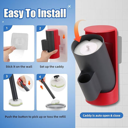 Disposable Toilet Brush Kit with 30 Refills, No-Touch Toilet Wand Cleaning System, Wall Mounted Toilet Bowl Cleaner for Bathroom, Sink, Bathtub – Hygienic Deep Cleaning