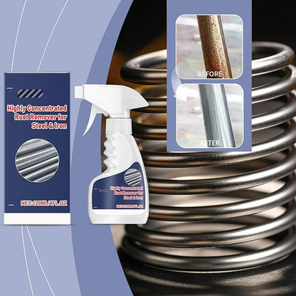 120ml Highly Concentrated Rust Remover for Steel & Iron – Fast-Acting Rust Remover Spray for Tools, Kitchen Utensils, Bathroom Hardware, Multi-Scene Rust Stain Remover (2pack)