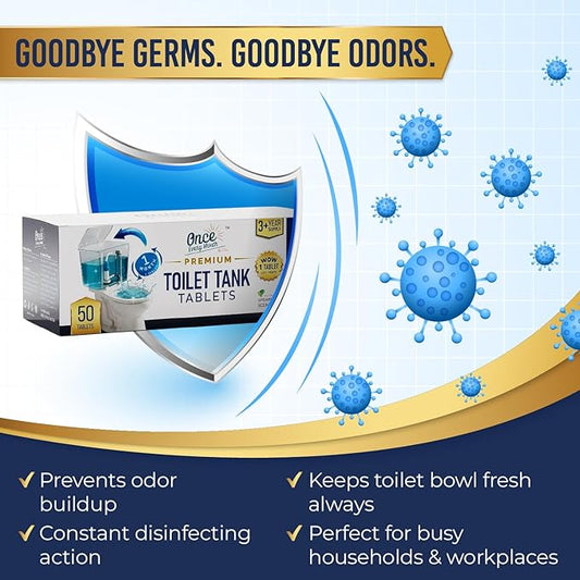 Once Every Month Premium Toilet Tank Cleaning Tablets, 300 Flush Count(50 Tablets),Long Lasting Automatic Cleaner, Spearmint Scent